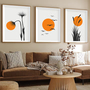 Quadro Decorativo MDF Emoldurado Multicolor Huhu228 - 3 Peças 50x35cm Madeira Maciça