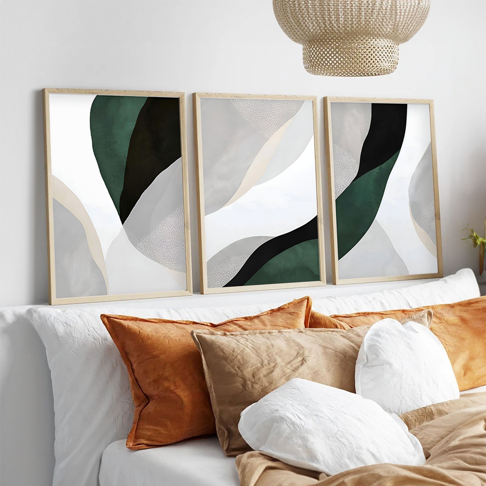 Quadro Decorativo MDF Emoldurado Multicolor 30x40cm - Conjunto 3 Peças Madeira Maciça