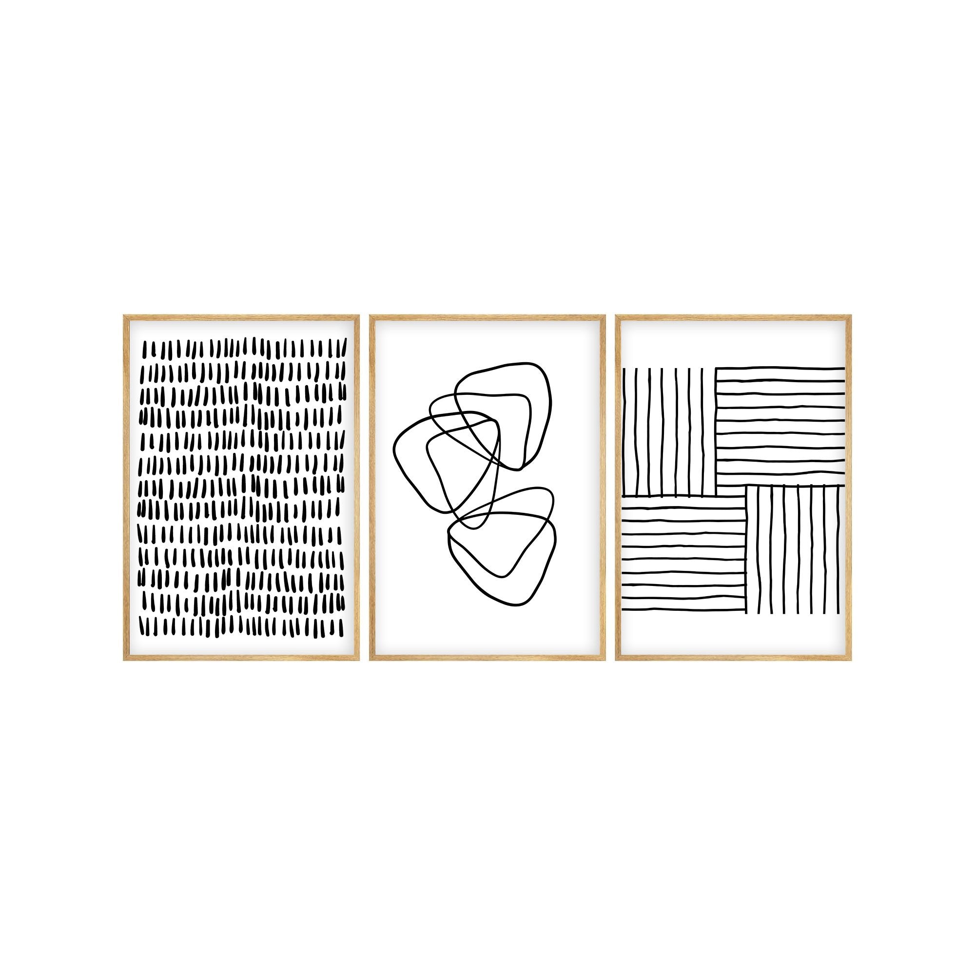 Quadro Decorativo MDF Emoldurado Multicolor 20x30cm - Conjunto 3 Peças Madeira Maciça