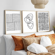 Quadro Decorativo MDF Emoldurado Multicolor 50x35cm - Conjunto 3 Peças Madeira Maciça