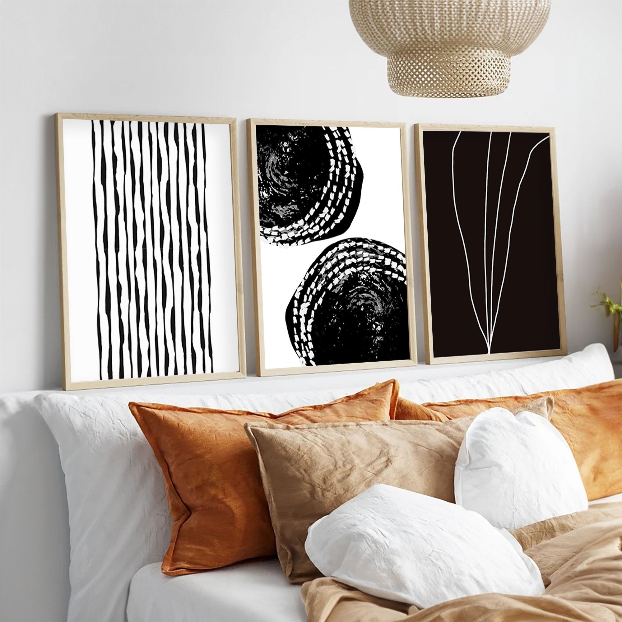 Quadro Decorativo MDF Emoldurado Multicolor 50x35cm - Conjunto 3 Peças Madeira Maciça