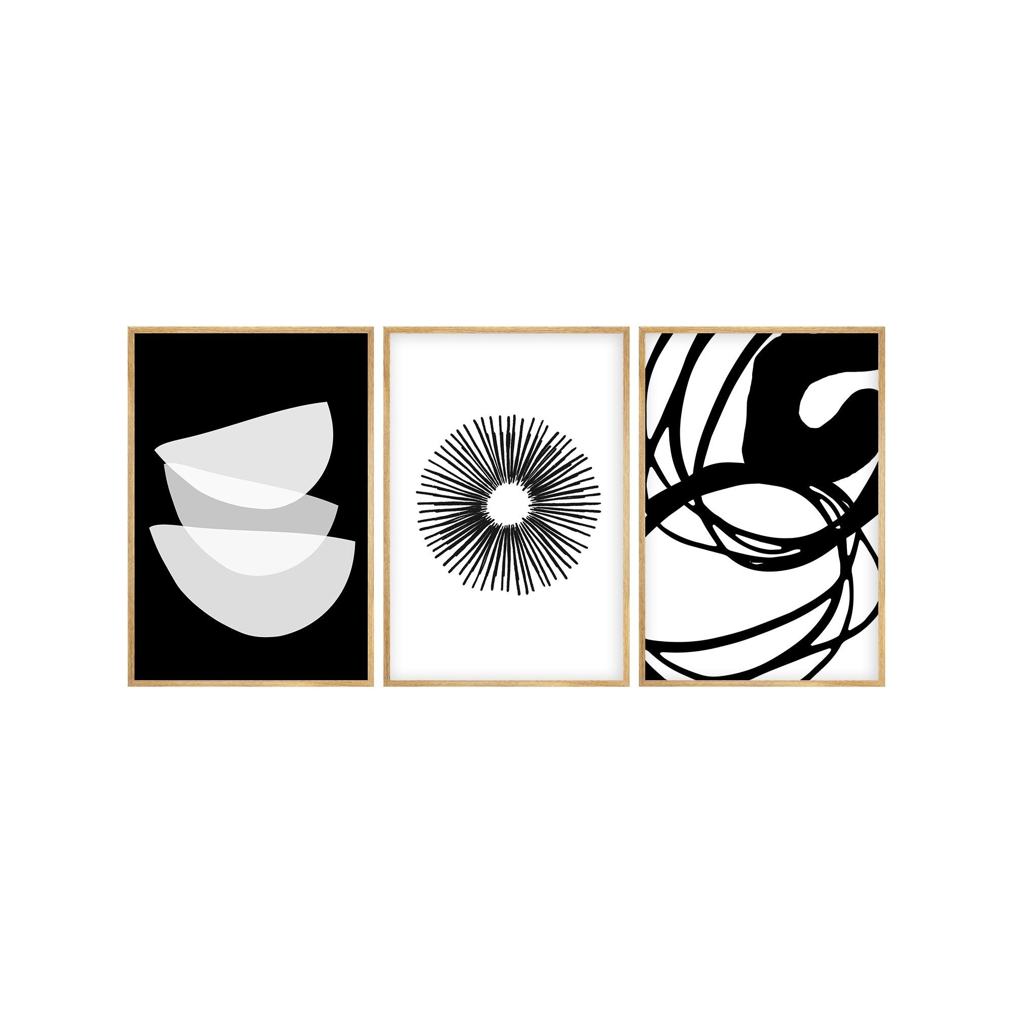 Quadros Decorativos Huhu241 Tríptico 30x40 cm — Multicolor, MDF 3 mm com Moldura em Madeira Maciça