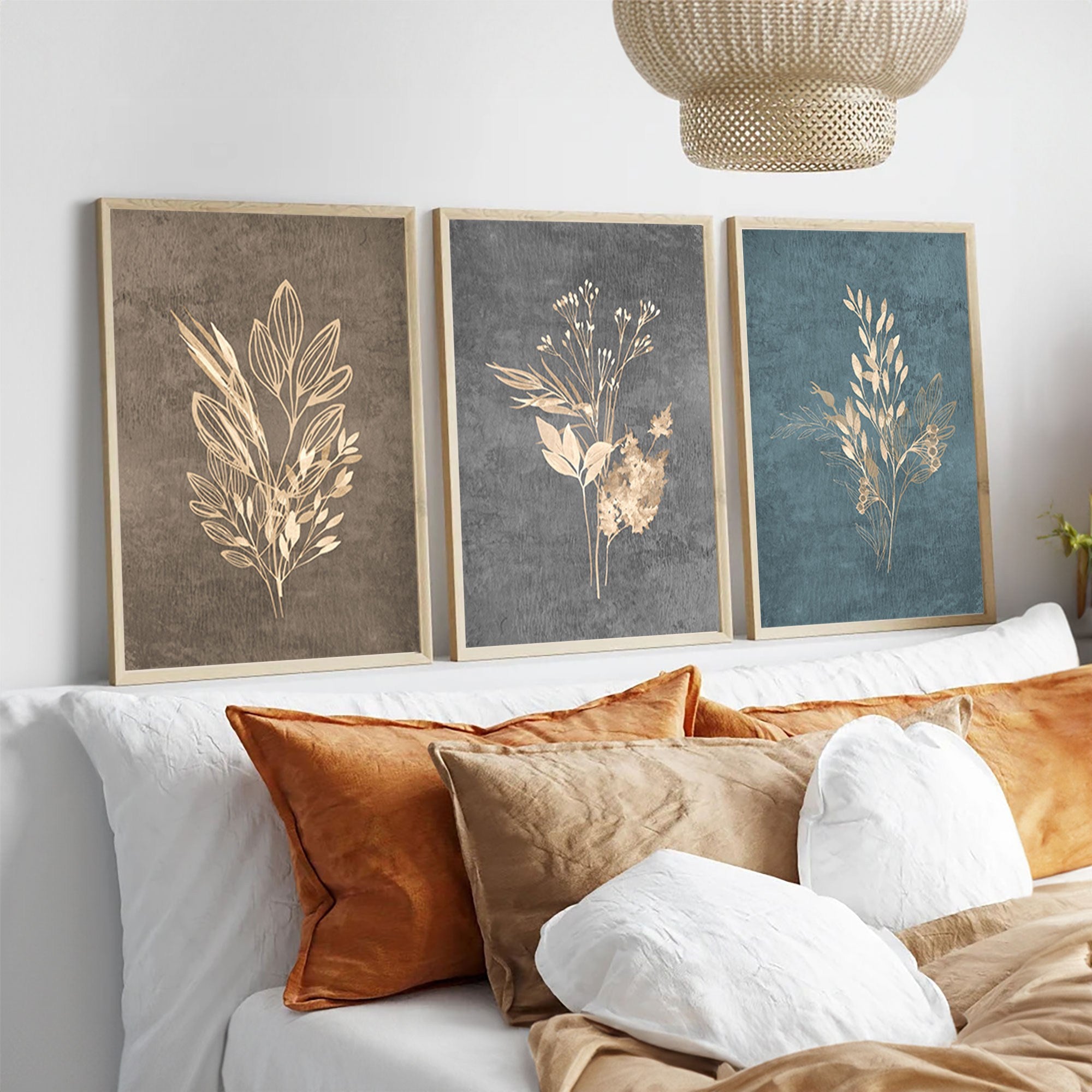 Quadro Decorativo MDF Emoldurado Multicolor 20x30cm - Conjunto 3 Peças Madeira Maciça