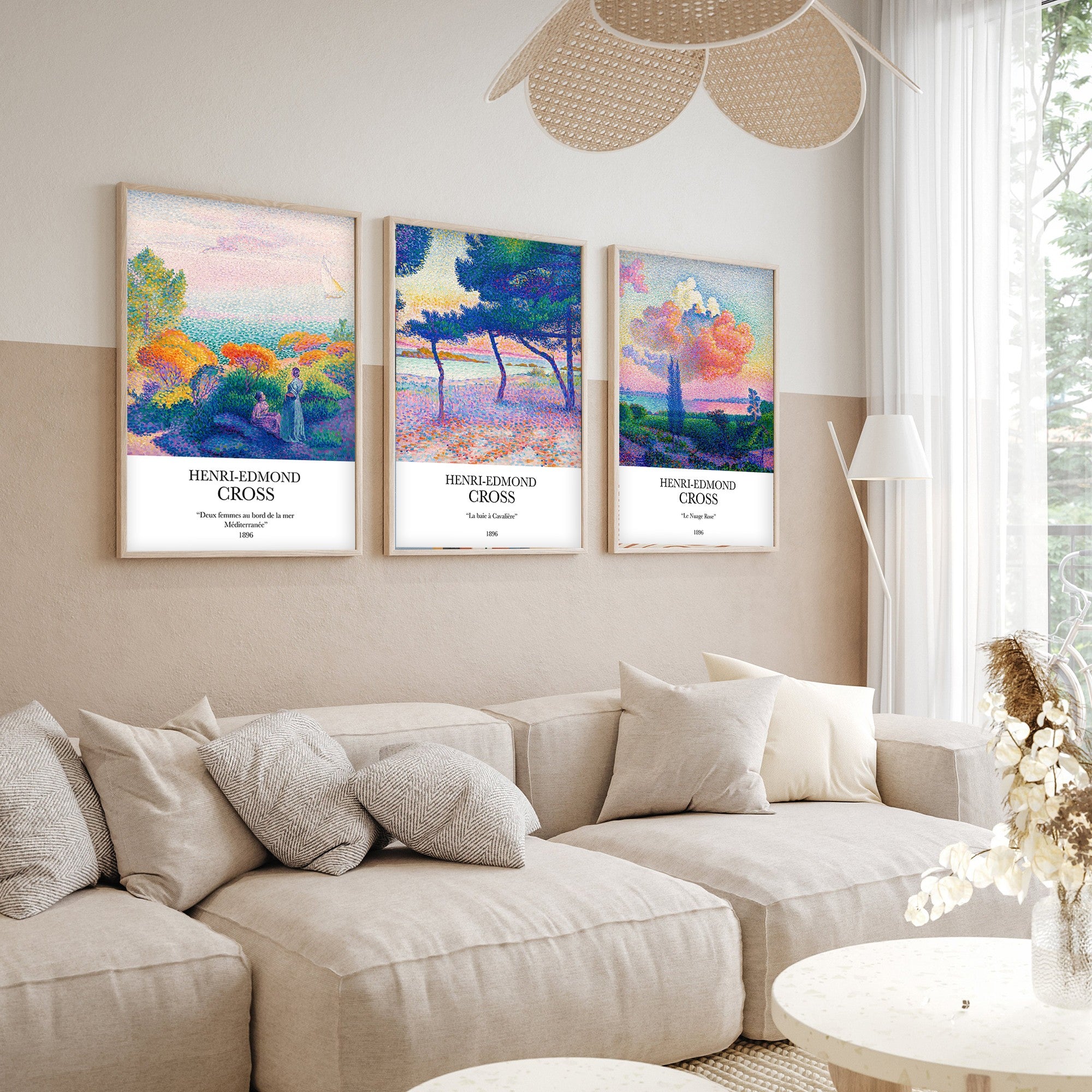 Quadro Decorativo MDF Emoldurado Multicolor 30x40cm - Conjunto 3 Peças Madeira Maciça