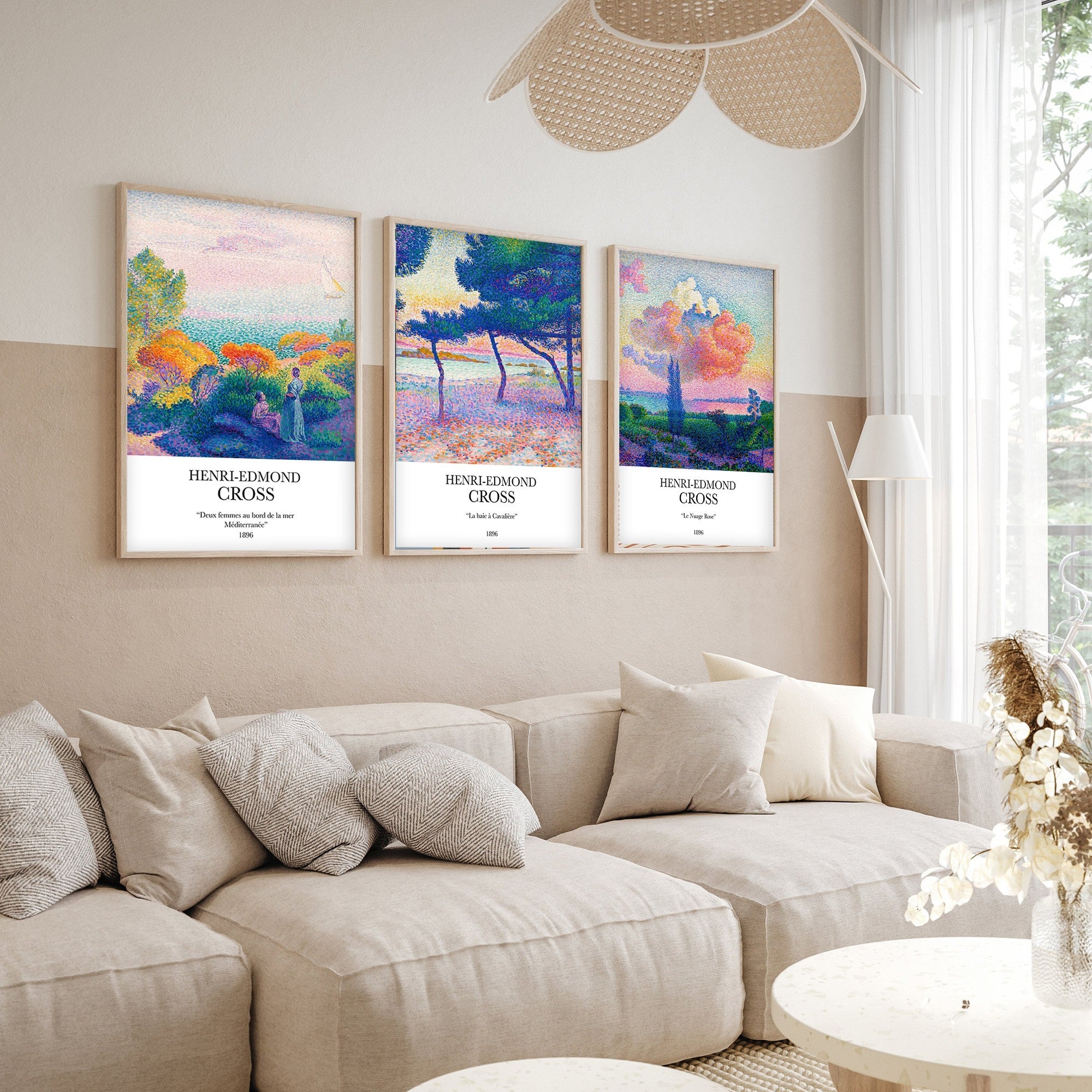 Quadro Decorativo MDF Emoldurado Multicolor Huhu265 - 3 Peças 50x35cm Madeira Maciça