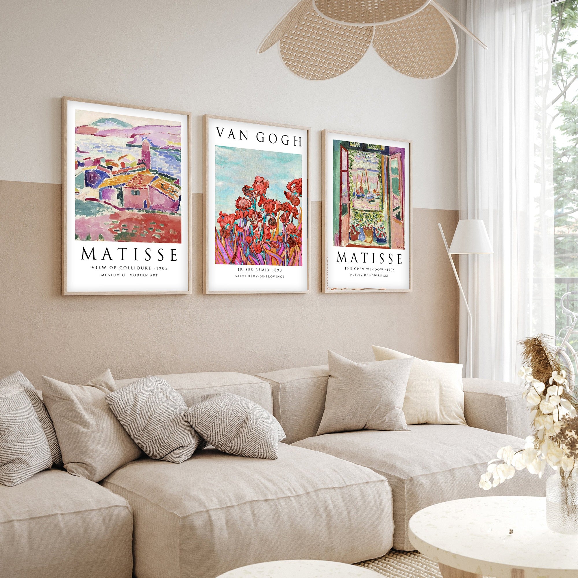 Quadro Decorativo MDF Emoldurado Multicolor 20x30cm - Conjunto 3 Peças Madeira Maciça