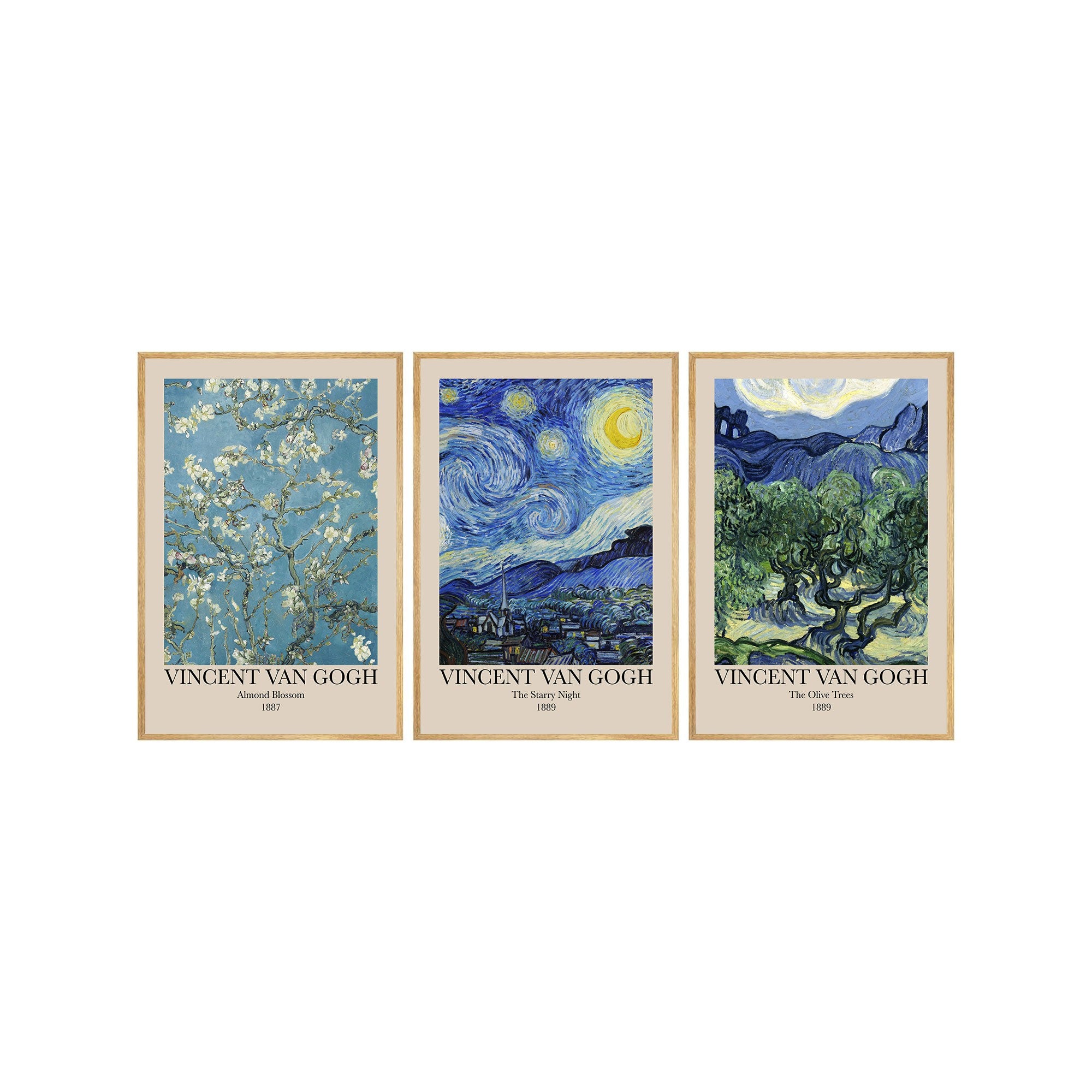 Quadro Decorativo MDF Emoldurado Multicolor 20x30cm - Conjunto 3 Peças Madeira Maciça