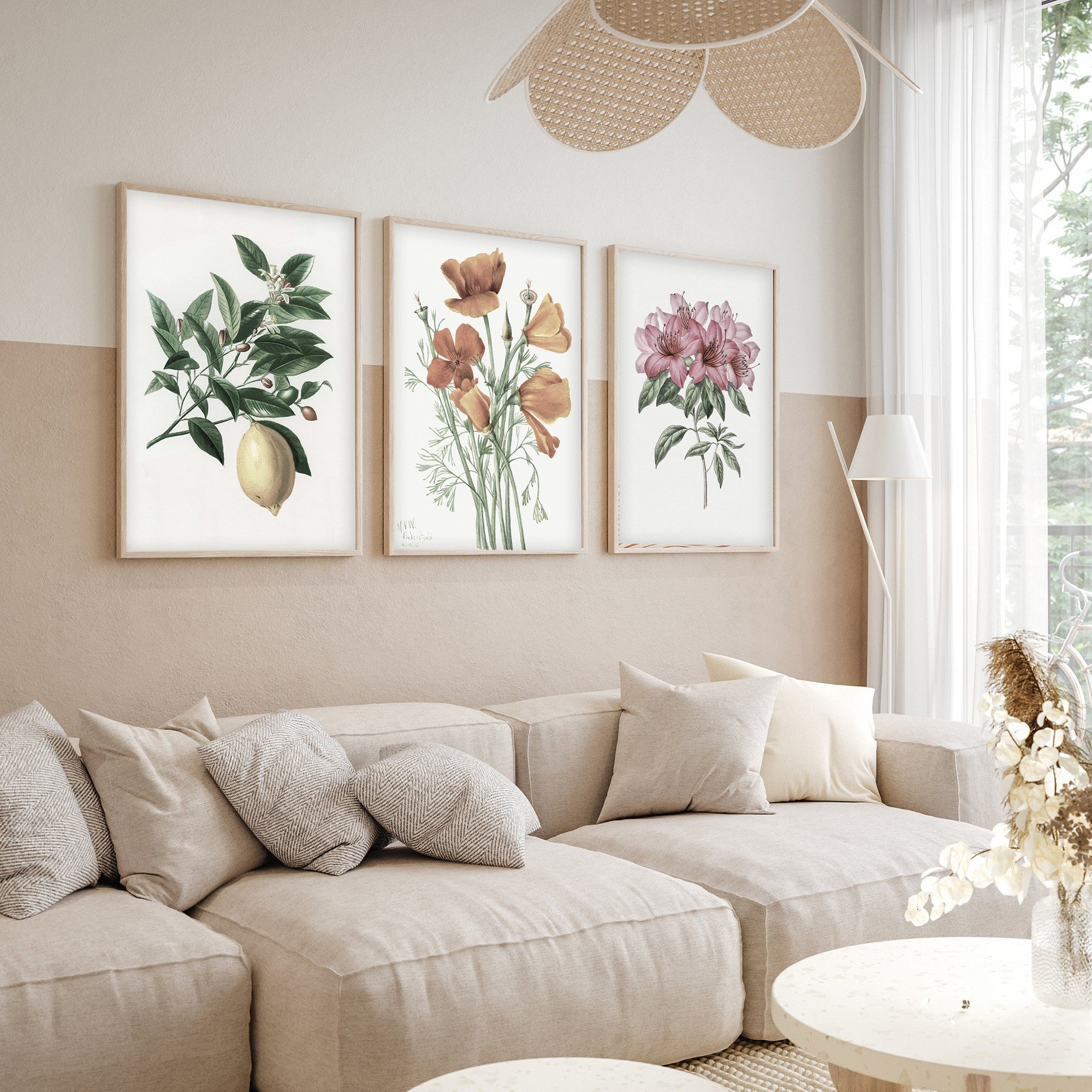 Quadro Decorativo MDF Emoldurado Multicolor 20x30cm - Conjunto 3 Peças Madeira Maciça