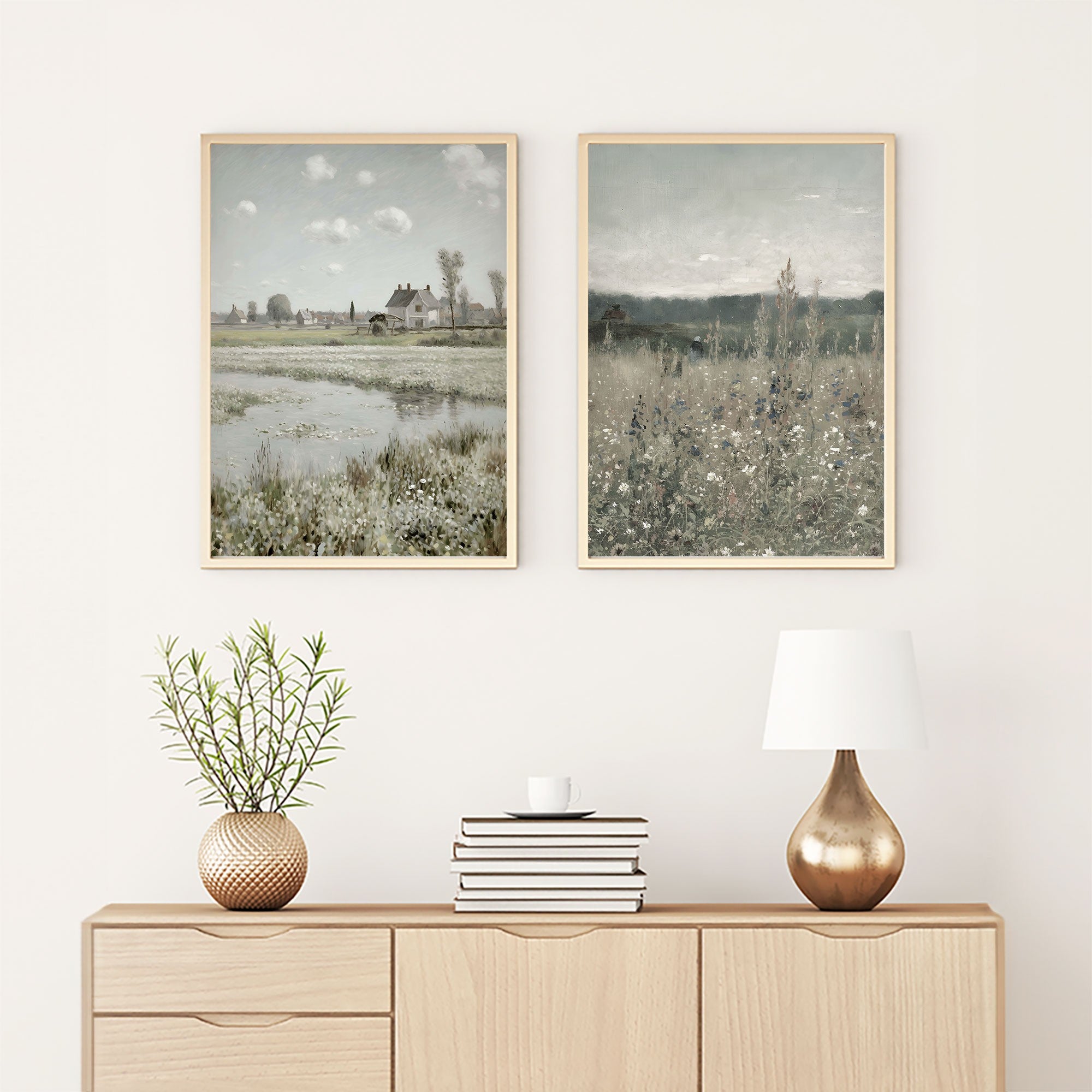 Huhu272 Conjunto 2 Peças – Quadros Decorativos em MDF 3 mm com Moldura de Madeira Maciça 2 cm, 50 x 35 cm, Multicolor