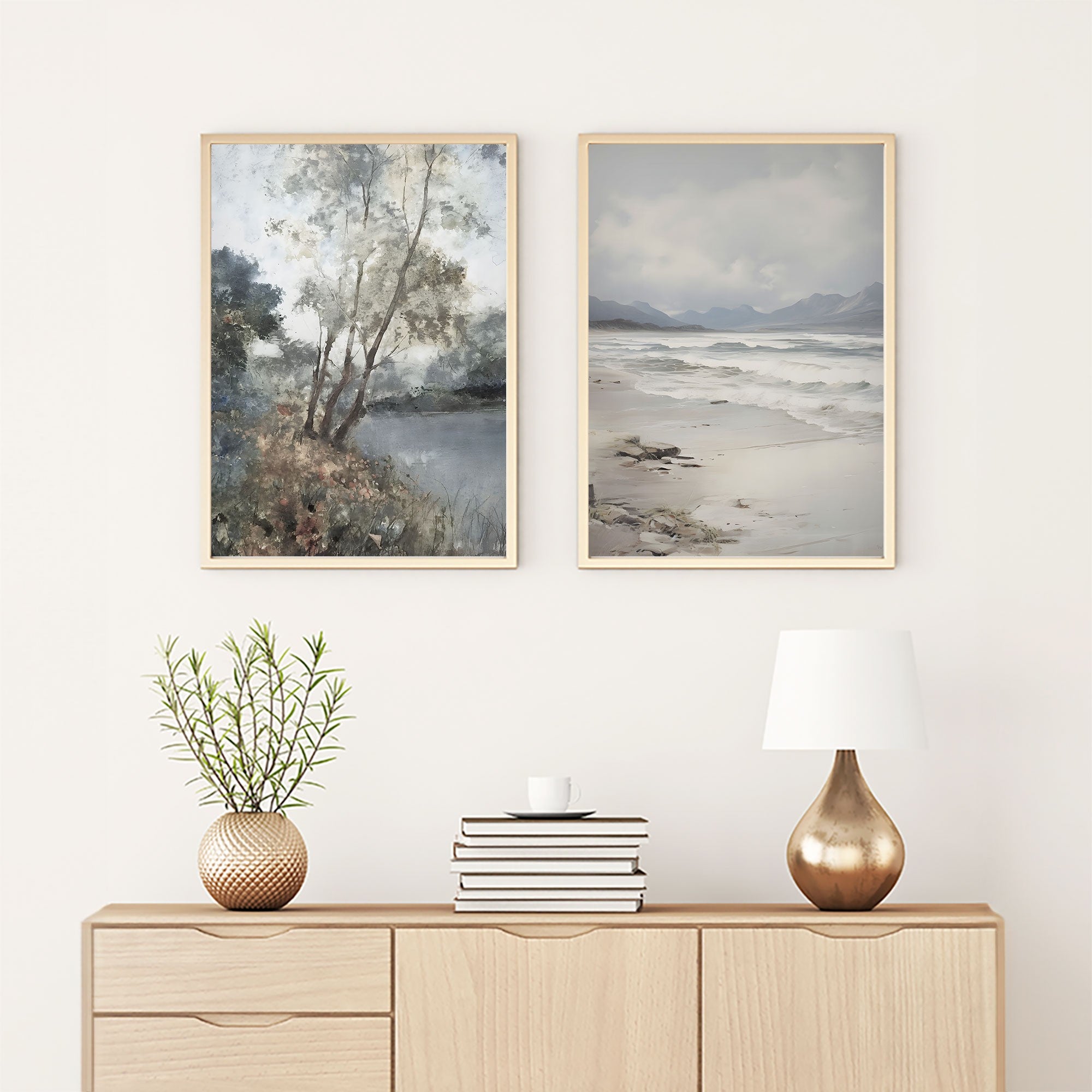 Quadro Decorativo MDF Emoldurado Huhu273 Multicolor 50x70cm - 2 Peças em Madeira Maciça