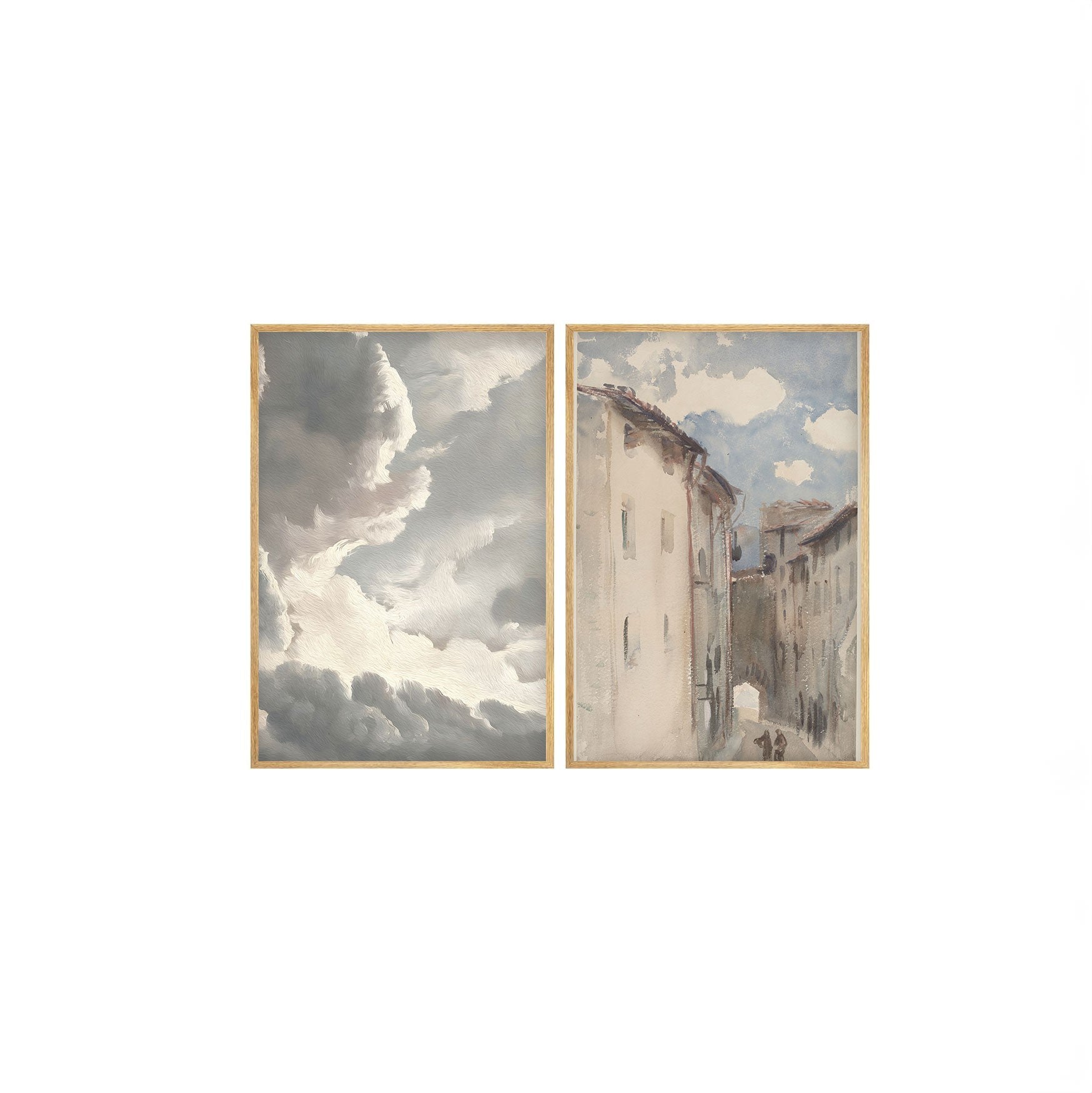 Quadro Decorativo MDF Emoldurado Multicolor 50x35cm - Conjunto 2 Peças Madeira Maciça