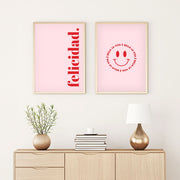 Quadro Decorativo MDF Emoldurado Huhu286 Multicolor 50x70cm - 2 Peças em Madeira Maciça