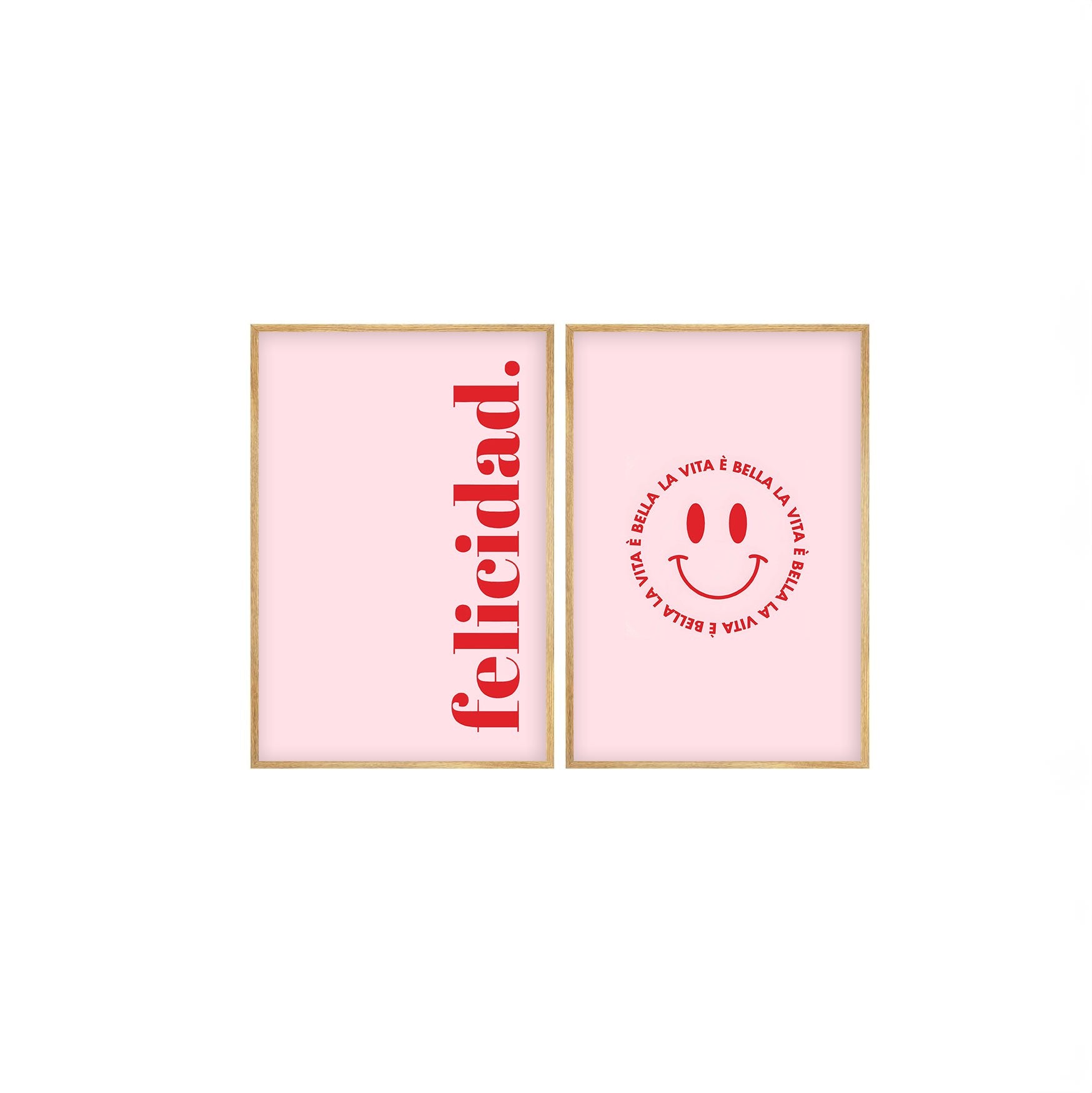 Quadro Decorativo MDF Emoldurado Huhu286 Multicolor 50x70cm - 2 Peças em Madeira Maciça