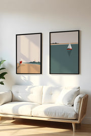 Conjunto de 2 Quadros Decorativos MDF Emoldurados Multicolor 35x50cm - Madeira Maciça