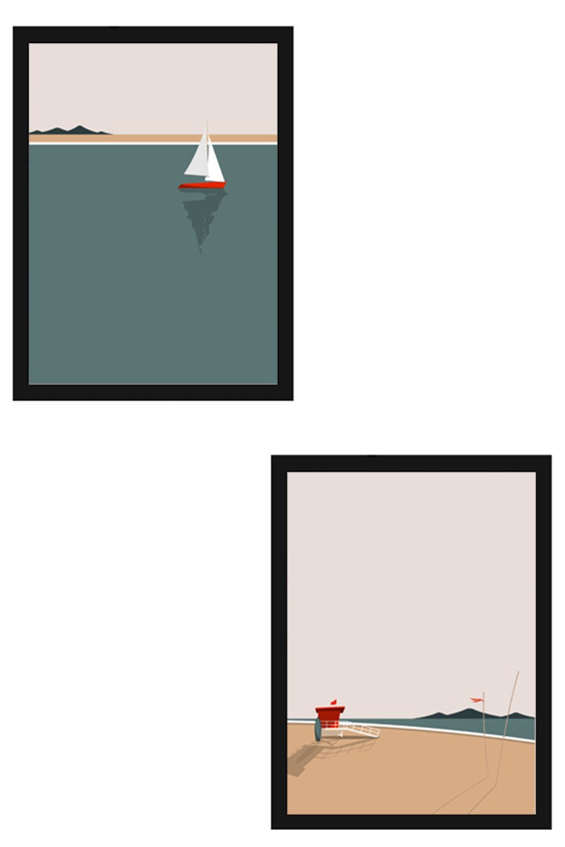 Conjunto de 2 Quadros Decorativos MDF Emoldurados 50x70cm - Design Multicolor Moderno