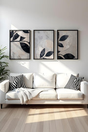 Quadro Decorativo MDF Emoldurado Multicolor 20x30cm - Conjunto 3 Peças Madeira Maciça