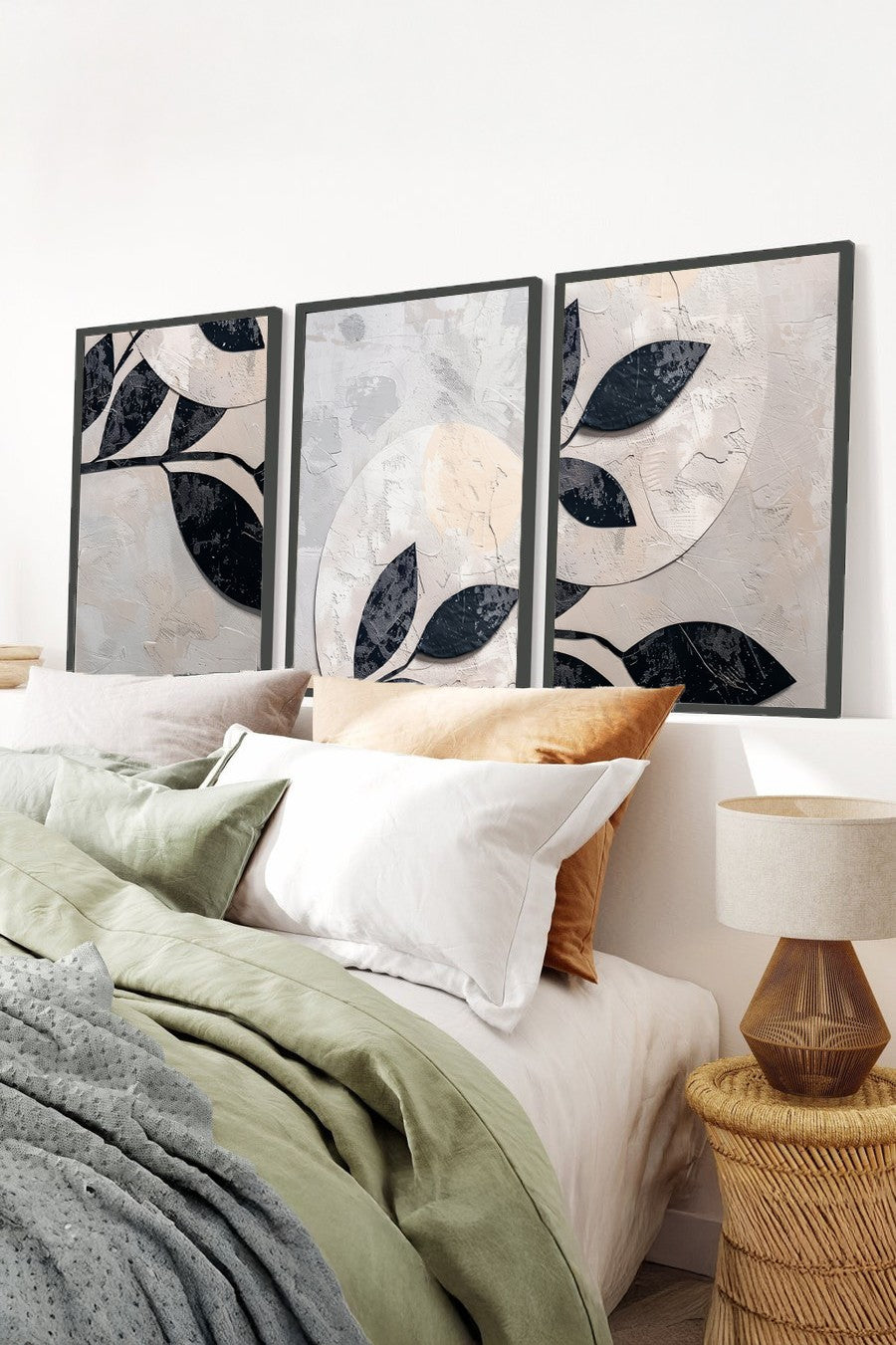 Quadro Decorativo MDF Emoldurado Multicolor 35x50cm - Conjunto 3 Peças Madeira Maciça