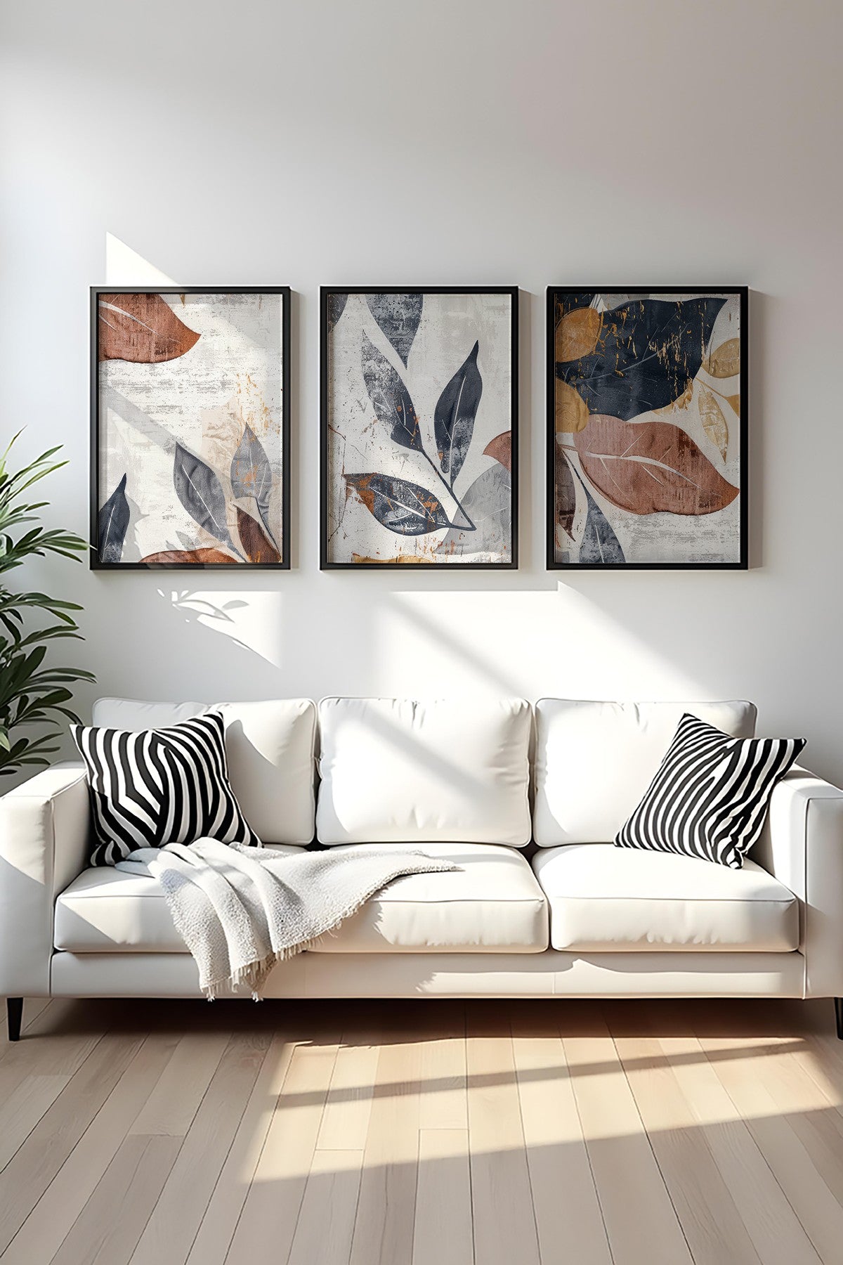 Quadro Decorativo MDF Emoldurado Multicolor 20x30cm - Conjunto 3 Peças Madeira Maciça