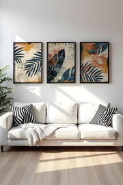 Quadro Decorativo MDF Emoldurado Multicolor 20x30cm - Conjunto 3 Peças Madeira Maciça