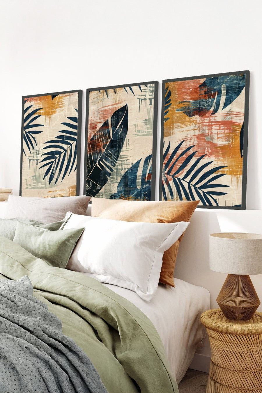 Quadro Decorativo MDF Emoldurado Multicolor 20x30cm - Conjunto 3 Peças Madeira Maciça