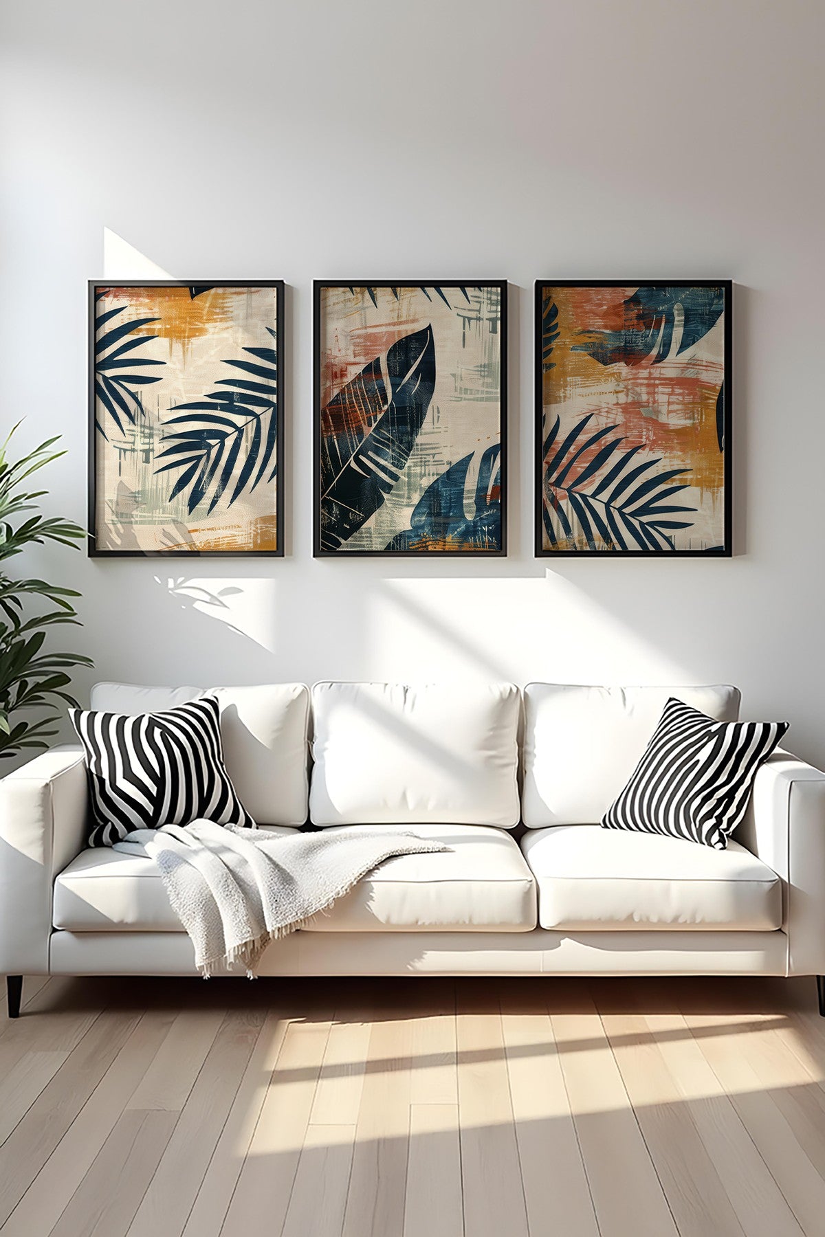 Quadro Decorativo MDF Emoldurado Multicolor 35x50cm - Conjunto 3 Peças Madeira Maciça