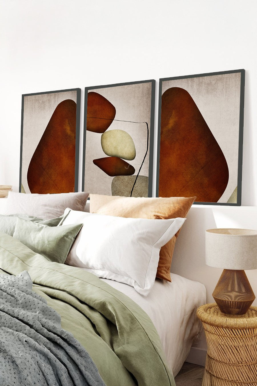 Quadro Decorativo MDF Emoldurado Multicolor 30x40cm - Conjunto 3 Peças Madeira Maciça