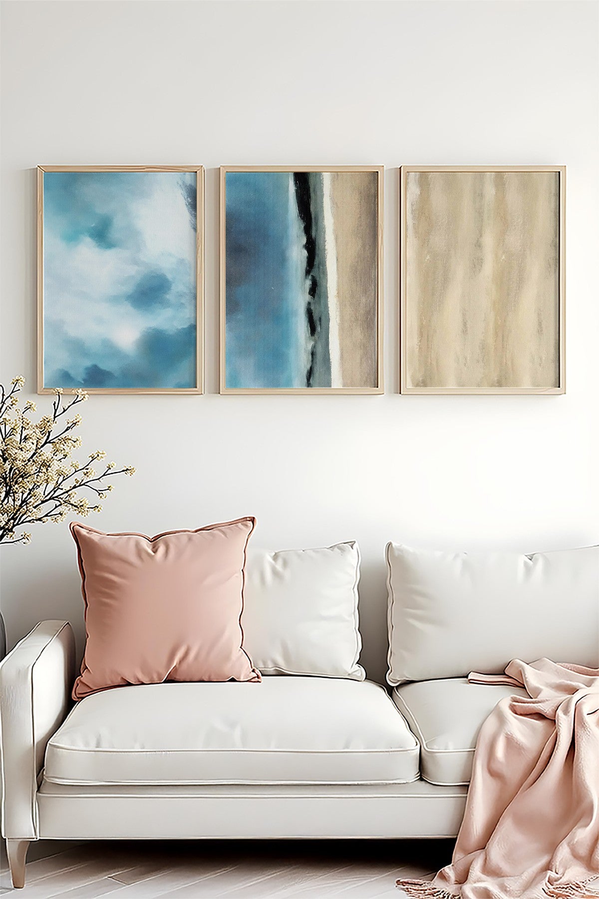 Quadro Decorativo MDF Emoldurado Multicolor 20x30cm - Conjunto 3 Peças Madeira Maciça