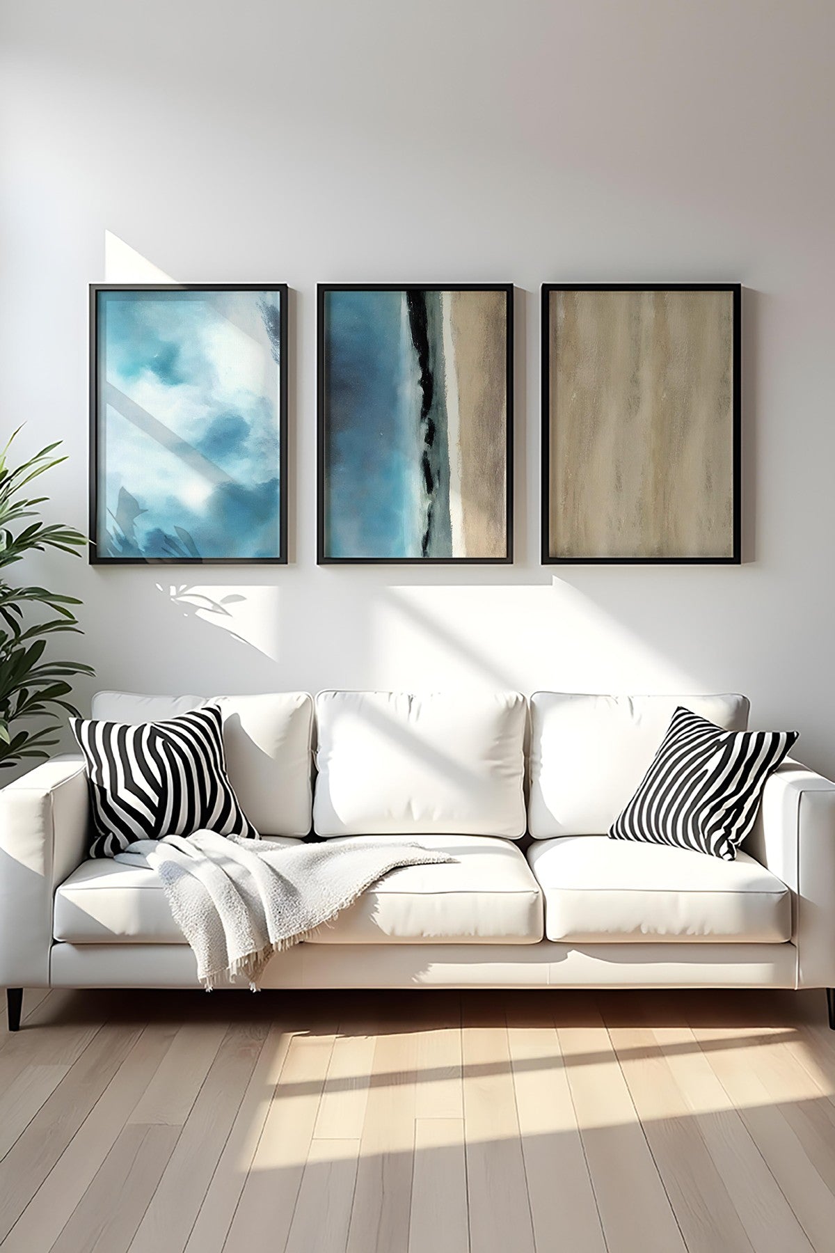 Quadro Decorativo MDF Emoldurado Multicolor 50x70cm - Conjunto 3 Peças Huhu470S