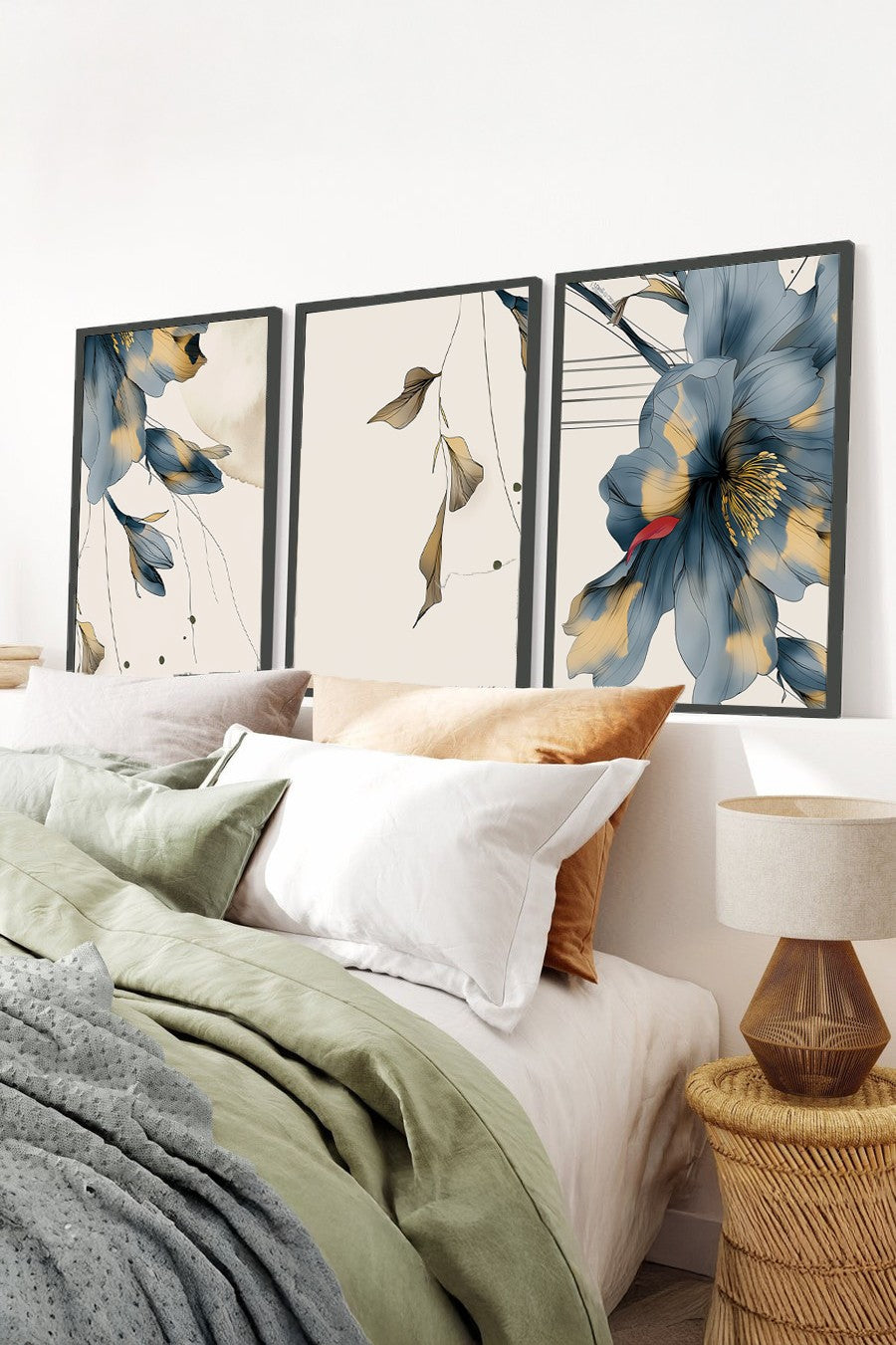 Quadro Decorativo MDF Emoldurado Multicolor 30x40cm - Conjunto 3 Peças Madeira Maciça