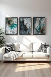 Quadro Decorativo MDF Emoldurado Multicolor 20x30cm - Conjunto 3 Peças Madeira Maciça