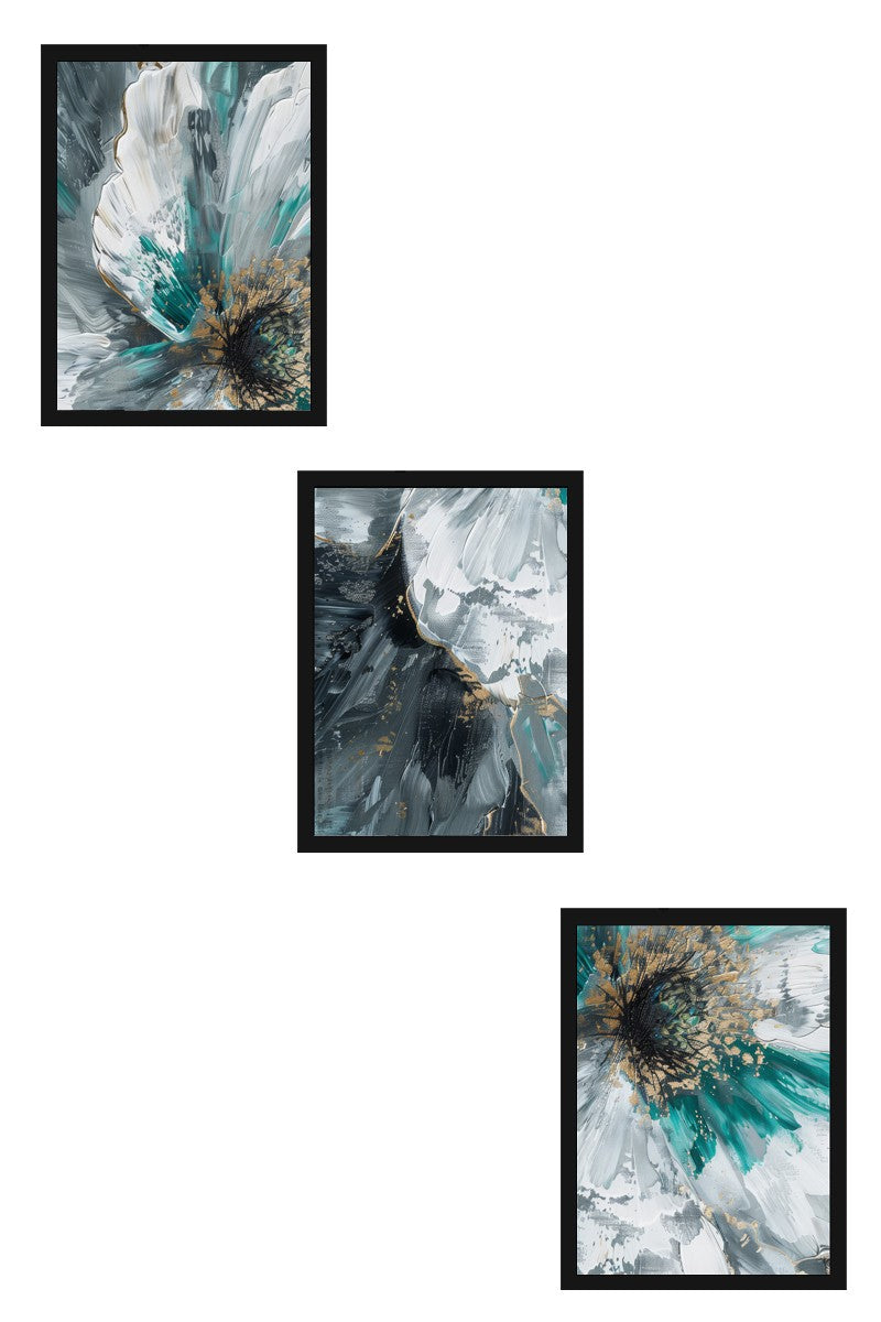 Quadro Decorativo MDF Emoldurado Multicolor 20x30cm - Conjunto 3 Peças Madeira Maciça