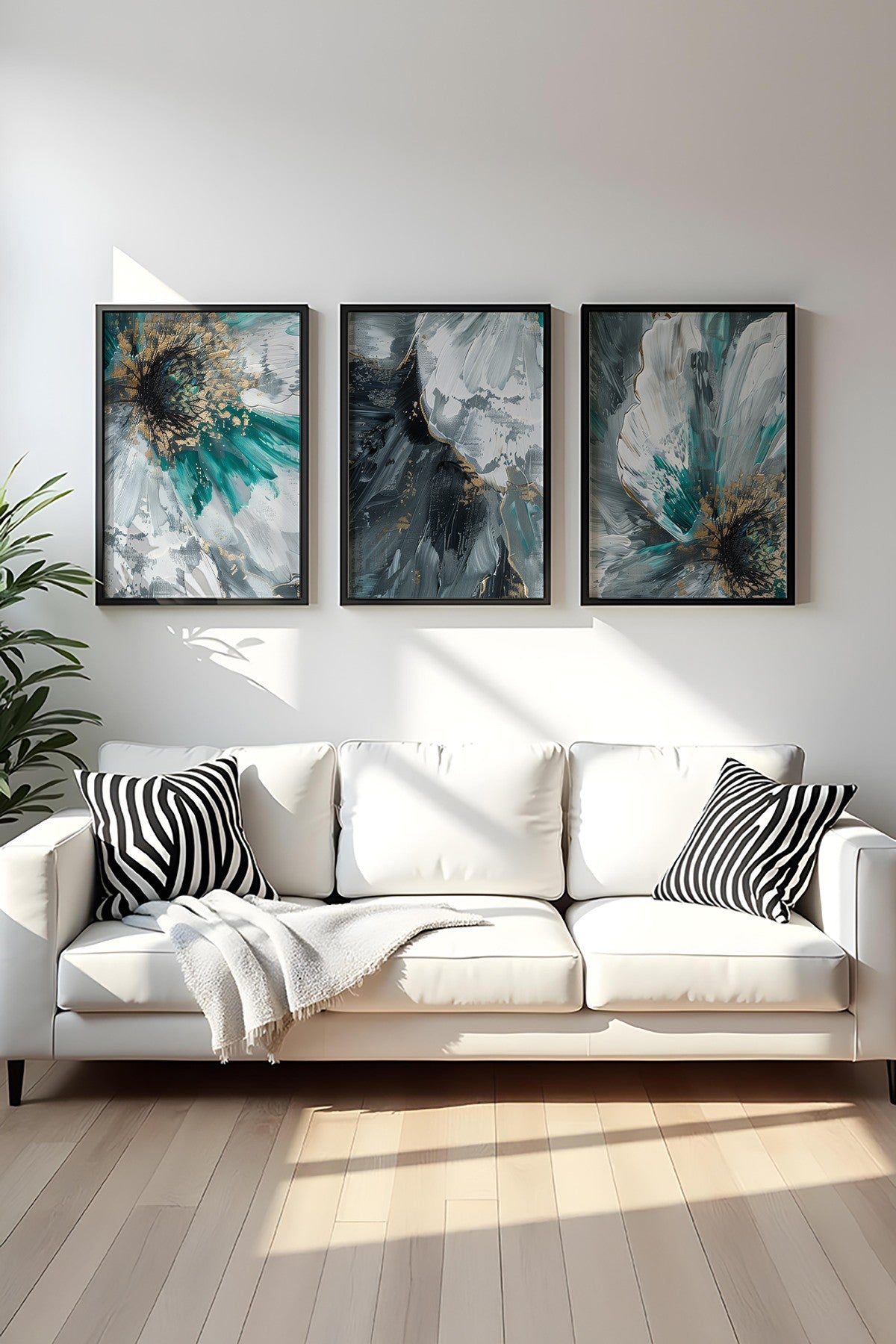 Quadro Decorativo MDF Emoldurado Multicolor 50x70cm - Conjunto 3 Peças Huhu472S