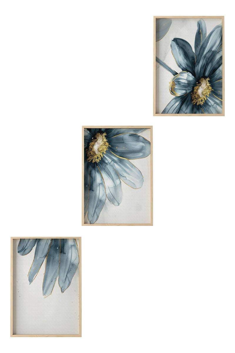 Quadro Decorativo MDF Emoldurado Multicolor 30x40cm - Conjunto 3 Peças Madeira Maciça