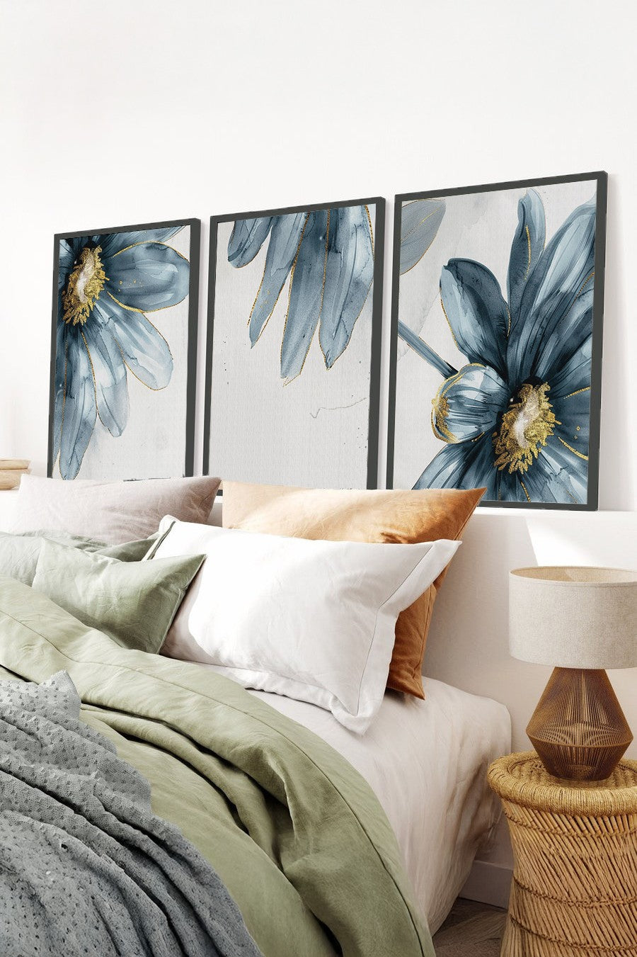 Quadro Decorativo MDF Emoldurado Multicolor 30x40cm - Conjunto 3 Peças Madeira Maciça