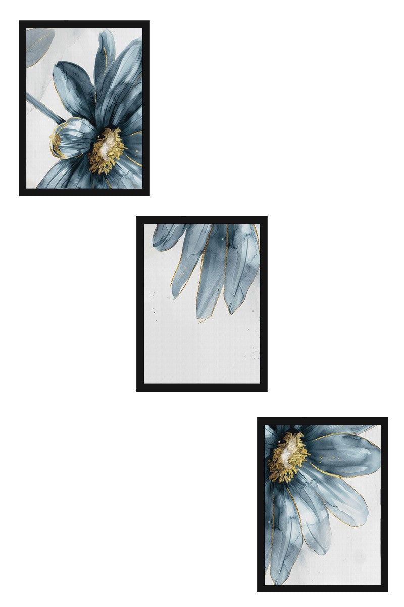 Quadro Decorativo MDF Emoldurado Multicolor 30x40cm - Conjunto 3 Peças Madeira Maciça