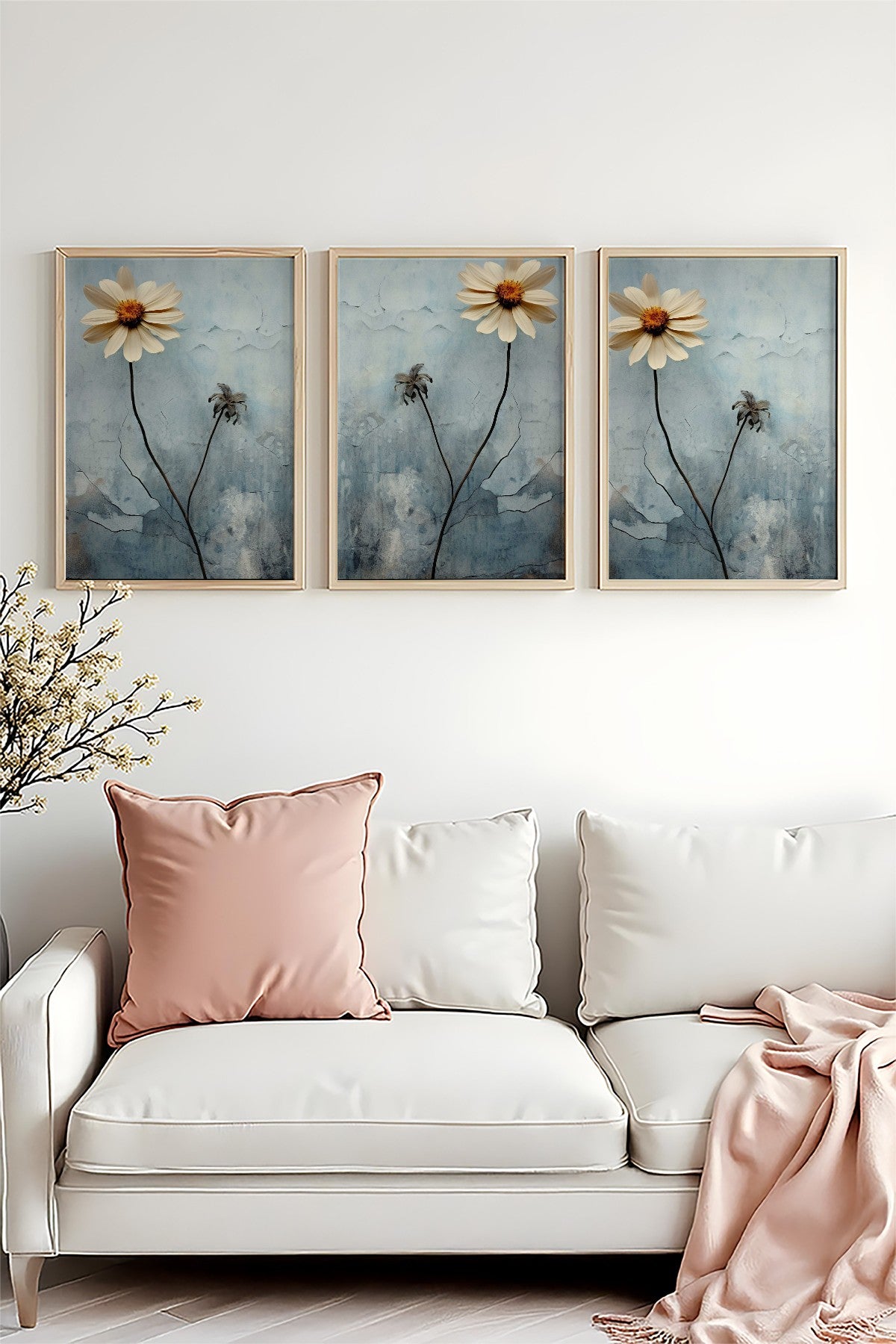 Quadro Decorativo MDF Emoldurado Multicolor 20x30cm - Conjunto 3 Peças Madeira Maciça