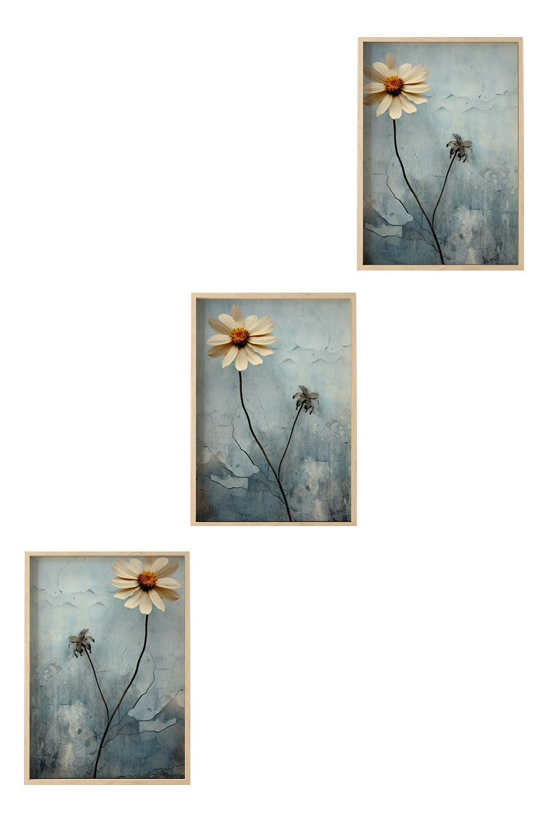 Quadro Decorativo MDF Emoldurado Multicolor 30x40cm - Conjunto 3 Peças Madeira Maciça