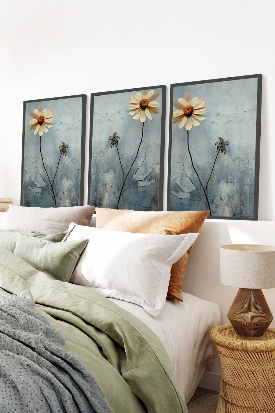 Quadro Decorativo MDF Emoldurado Multicolor 50x70cm - Conjunto 3 Peças Madeira Maciça