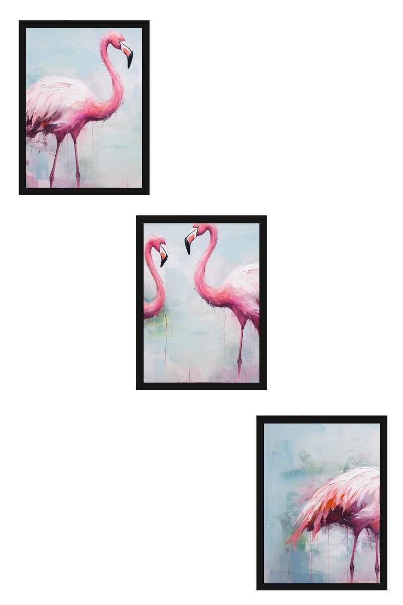 Quadro Decorativo MDF Emoldurado Multicolor 20x30cm - Conjunto 3 Peças Madeira Maciça