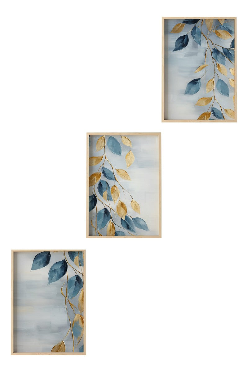 Quadro Decorativo Tríptico Huhu476 50x70 cm (3 Peças), Multicolor, MDF com Moldura em Madeira Maciça