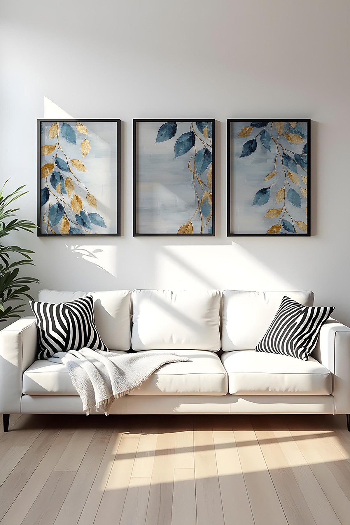 Tríptico em MDF com Moldura de Madeira Maciça 35 x 50 cm (3 Peças) – Multicolor – Huhu476S