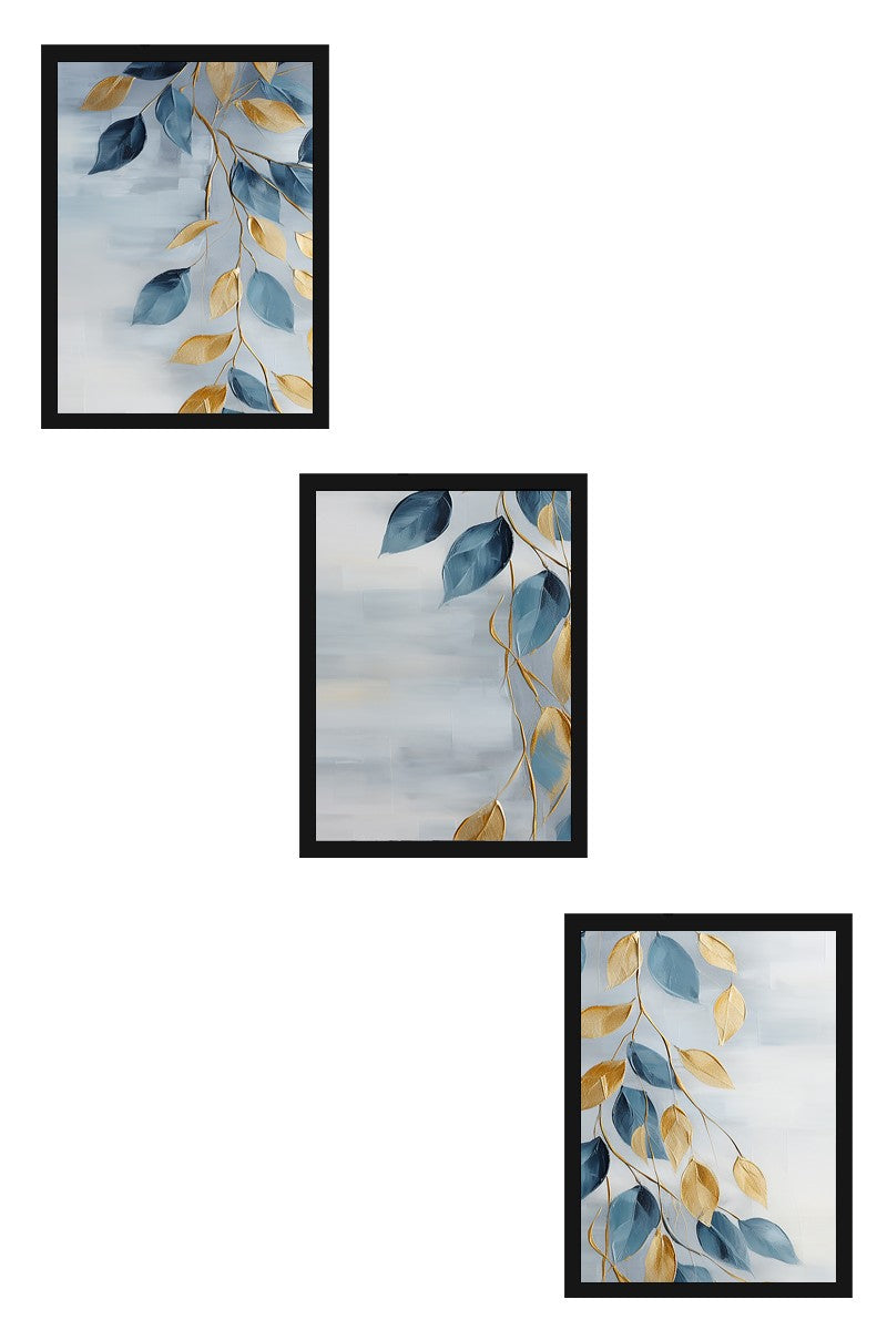 Quadro Decorativo MDF Emoldurado Multicolor 50x70cm - Conjunto 3 Peças Madeira Maciça