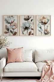 Quadro Decorativo MDF Emoldurado Multicolor 30x40cm - Conjunto 3 Peças Madeira Maciça