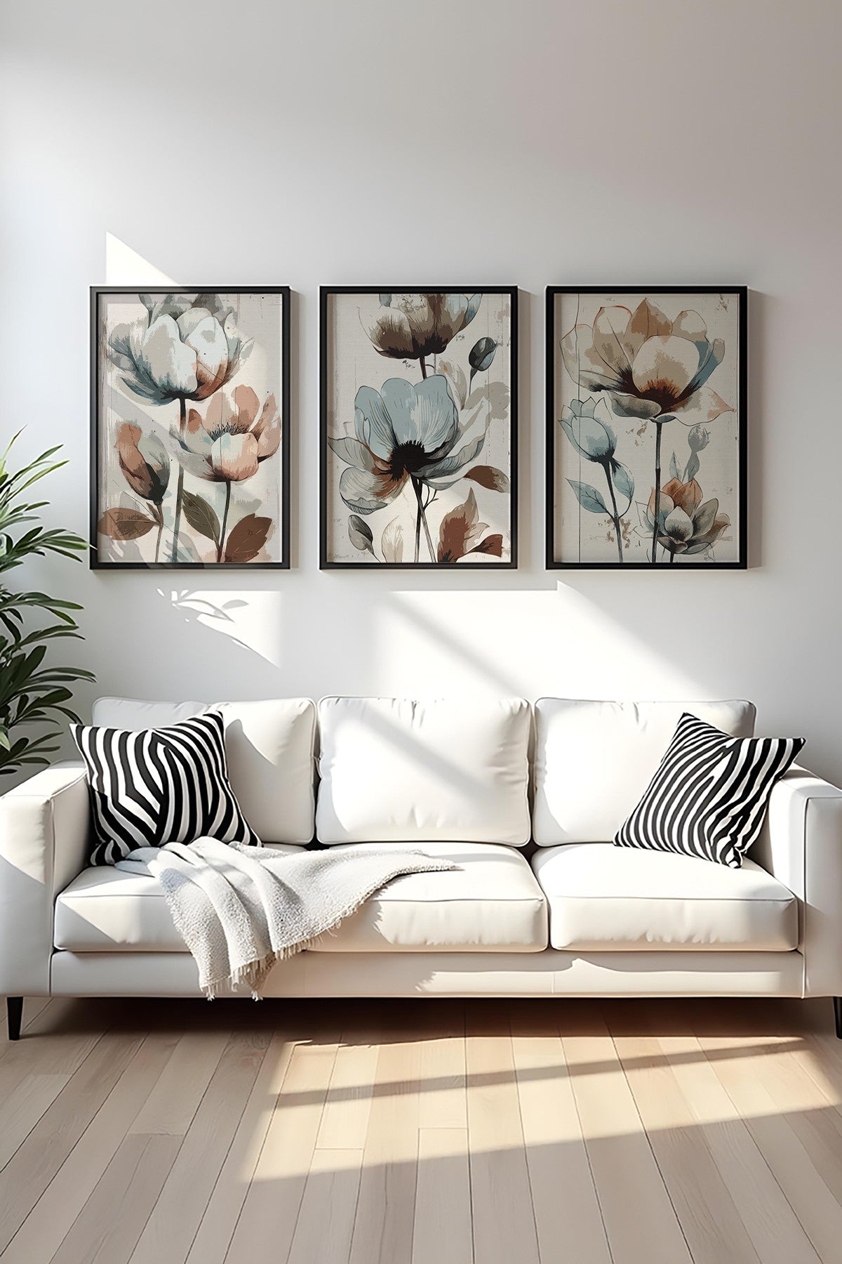 Quadro Decorativo MDF Emoldurado Multicolor 20x30cm - Conjunto 3 Peças Madeira Maciça