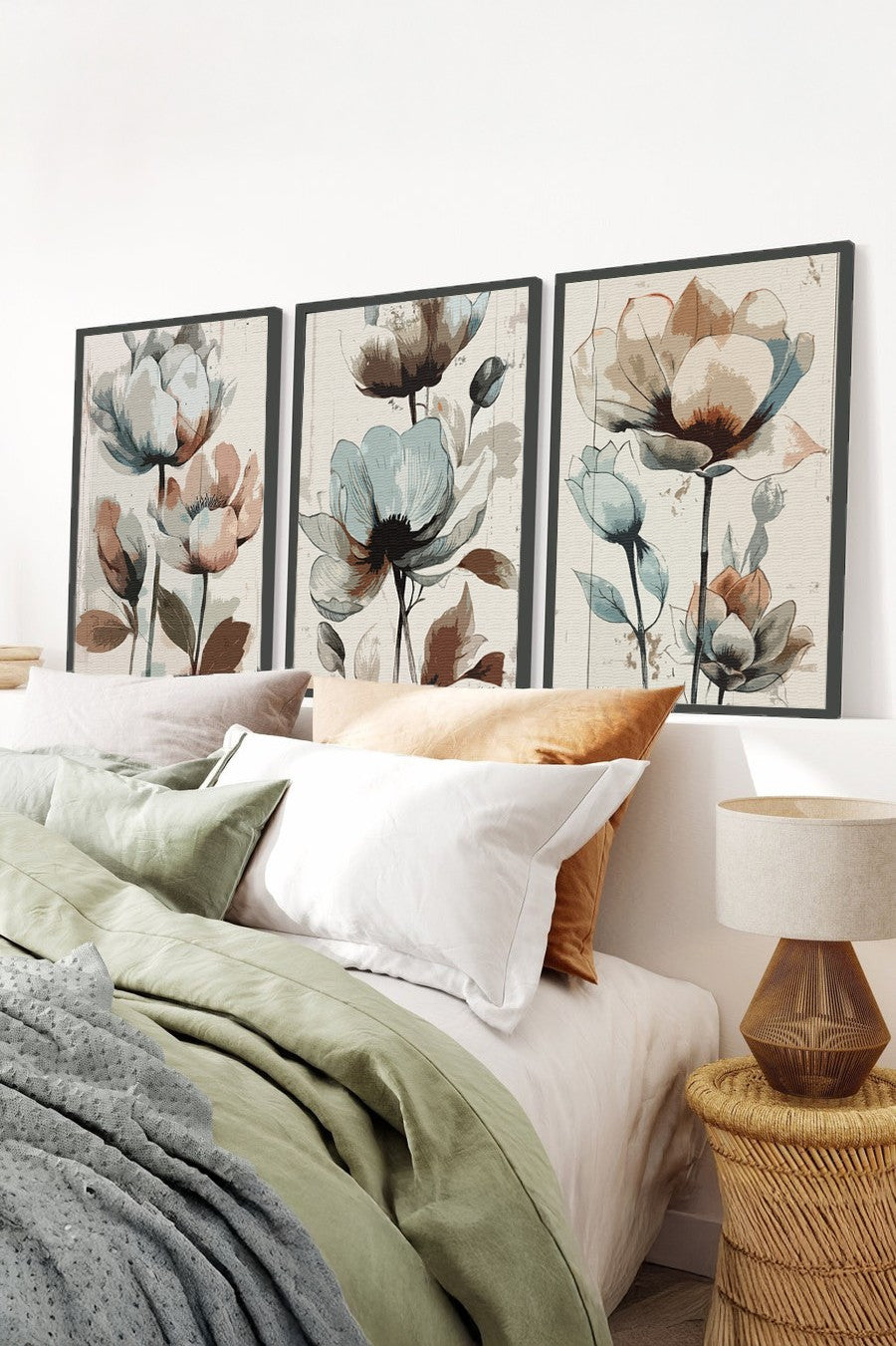 Quadro Decorativo MDF Emoldurado Multicolor 20x30cm - Conjunto 3 Peças Madeira Maciça