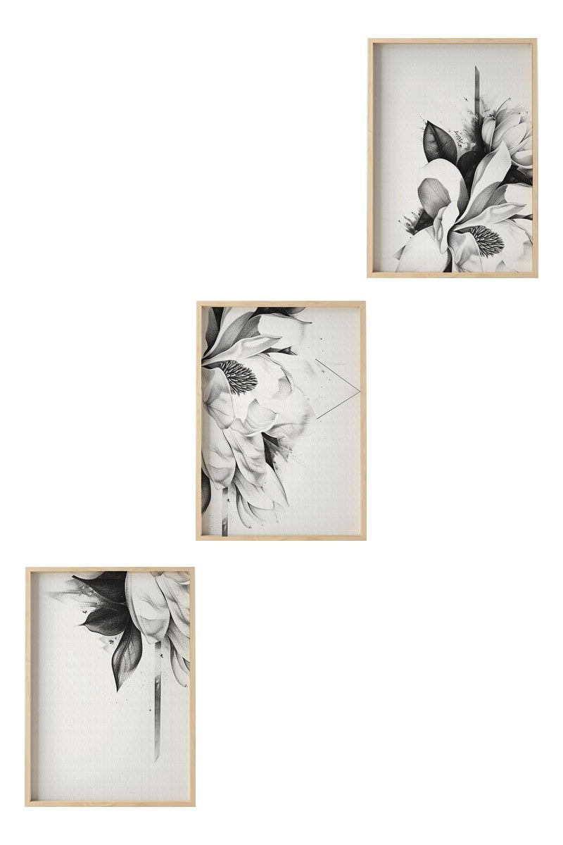 Conjunto de Quadros 3 Peças Huhu479 35x50 cm – Multicolor, MDF 3 mm com Moldura em Madeira Maciça (Ref. 693BSE2191)