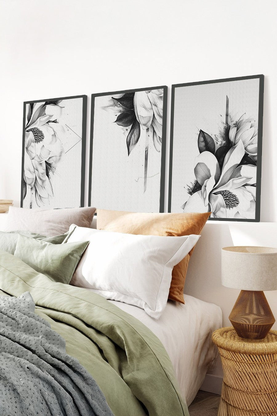 Quadro Decorativo MDF Emoldurado Multicolor 20x30cm - Conjunto 3 Peças Madeira Maciça