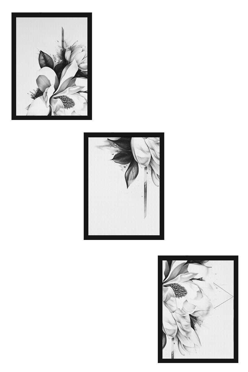 Quadro Decorativo MDF Emoldurado Multicolor 50x70cm - Conjunto 3 Peças Huhu479S