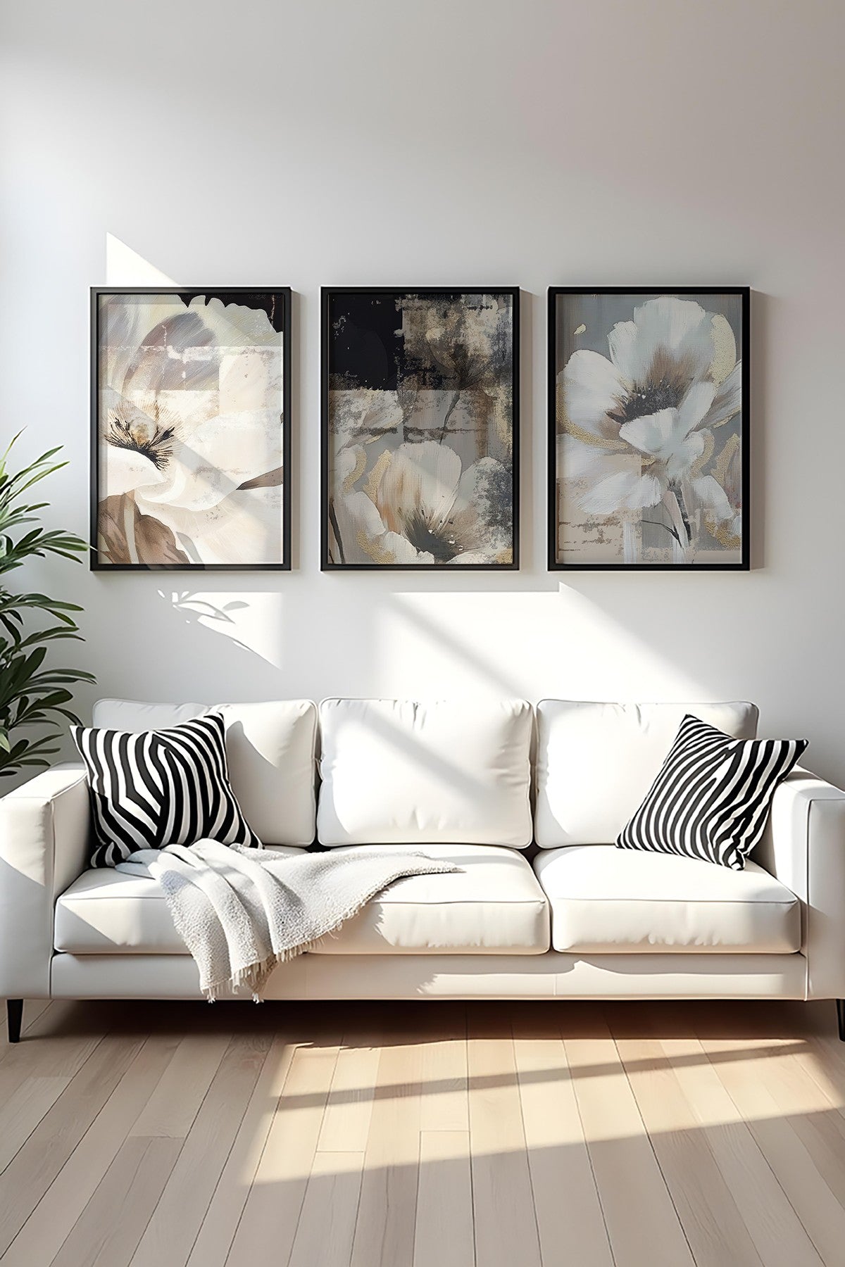 Quadro Decorativo MDF Emoldurado Multicolor 20x30cm - Conjunto 3 Peças Madeira Maciça