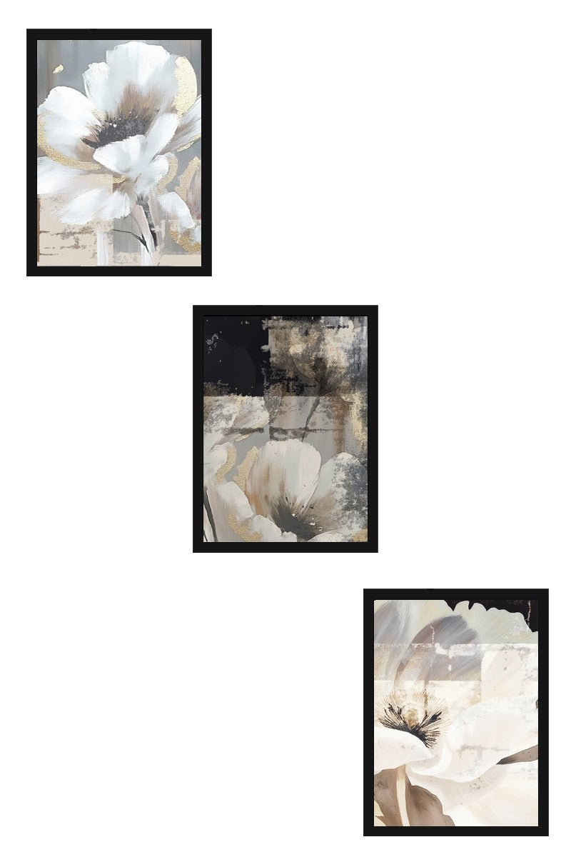 Quadro Decorativo MDF Emoldurado Multicolor 20x30cm - Conjunto 3 Peças Madeira Maciça